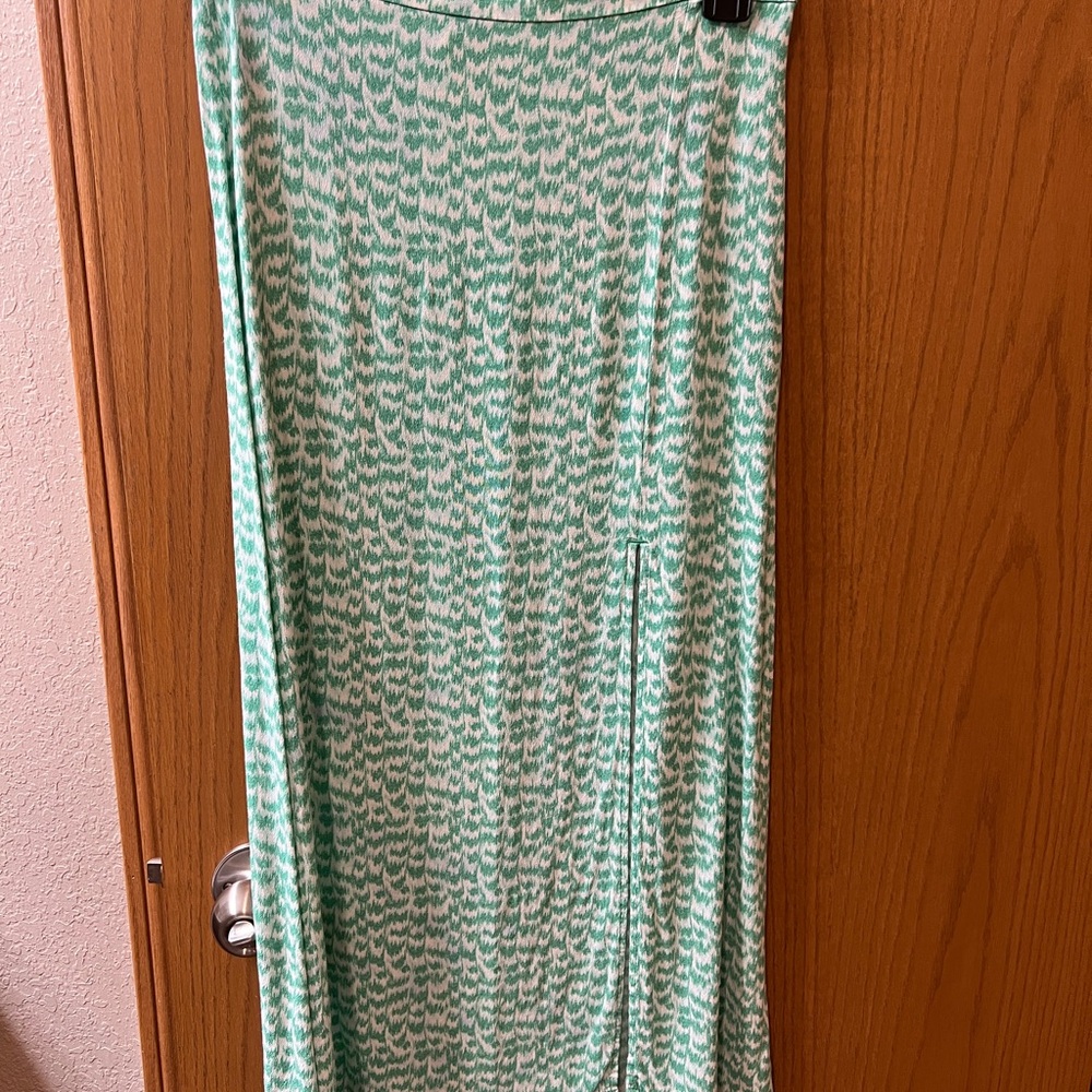 Women's Mint Green Printed Maxi Skirt